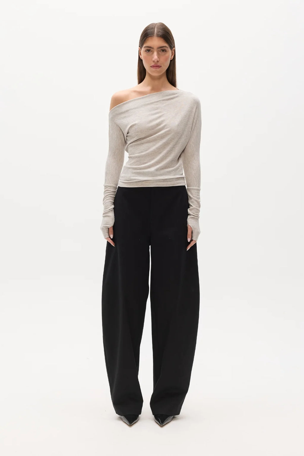 Bayse - Giselle Knit Top / Light Grey Marle