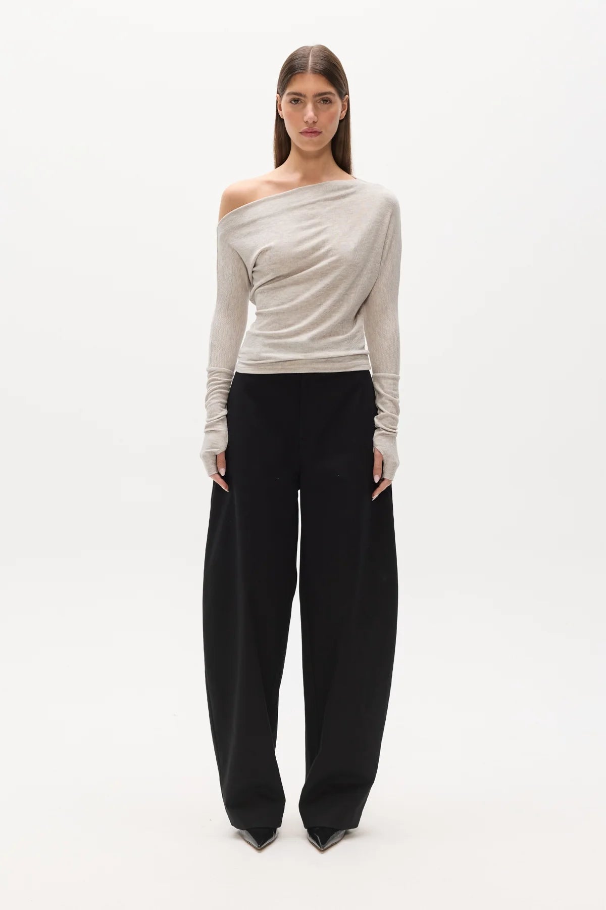 Bayse - Giselle Knit Top / Light Grey Marle