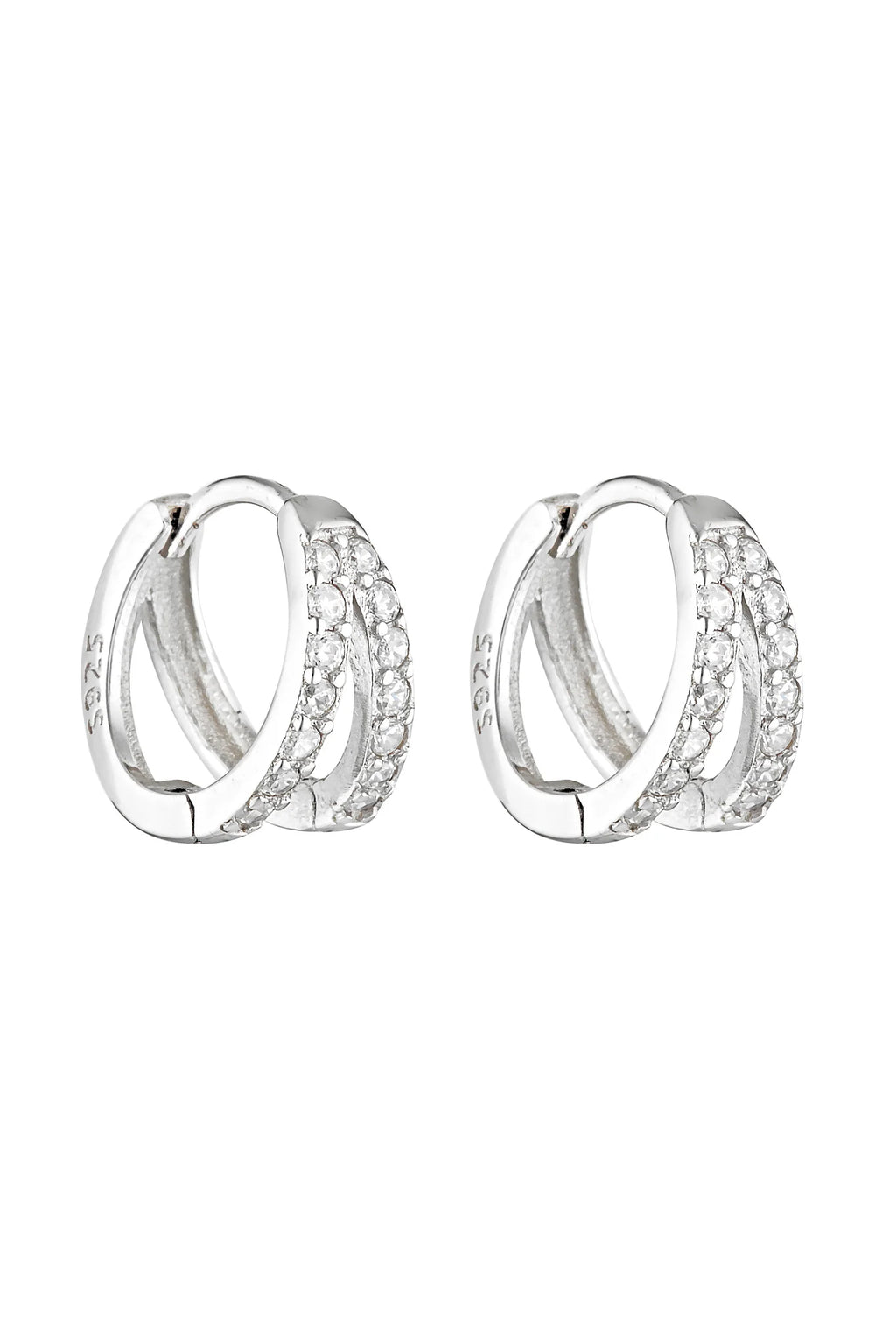 Porter Jewellery - Double Angel Huggies / Sterling/Clear