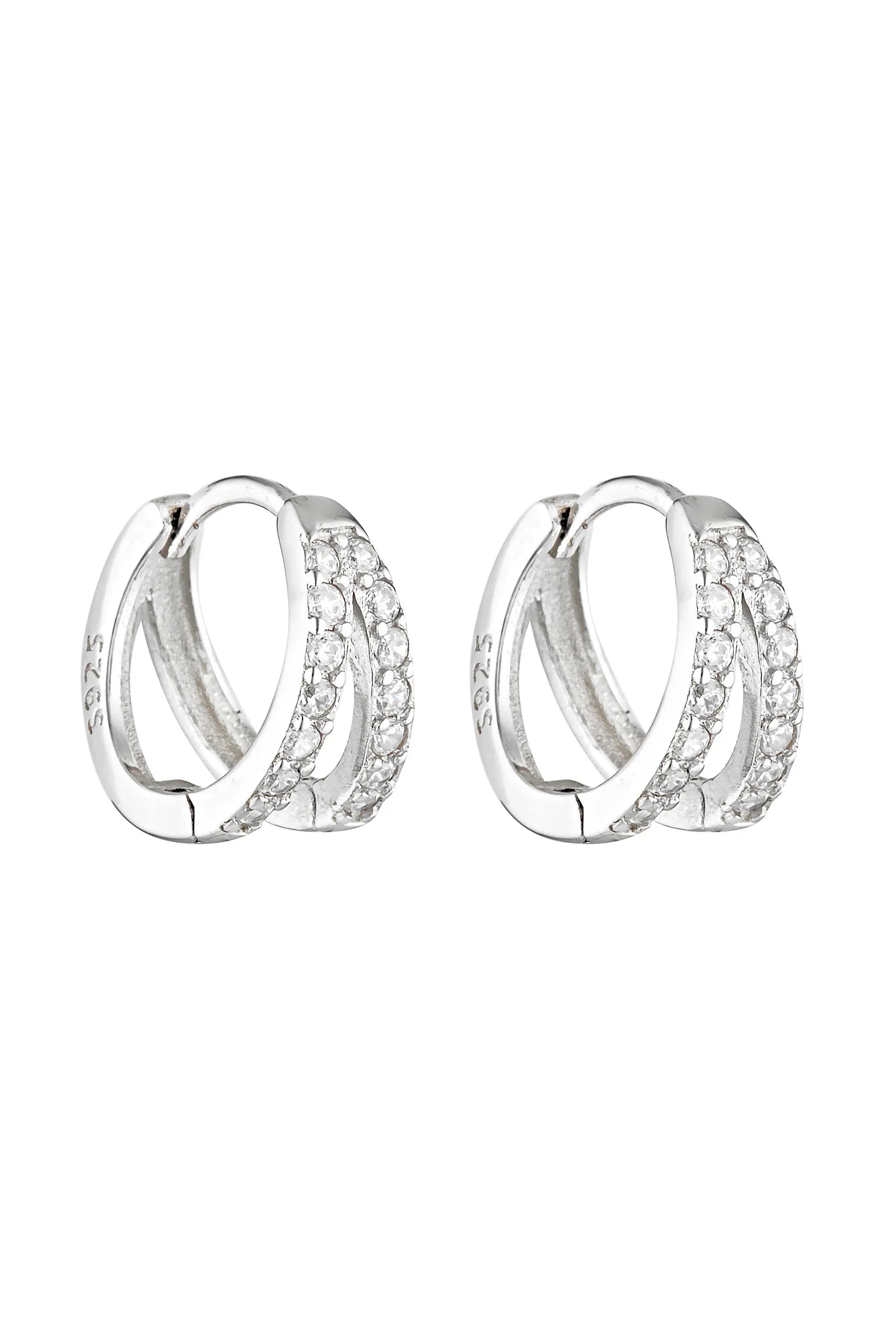 Porter Jewellery - Double Angel Huggies / Sterling/Clear
