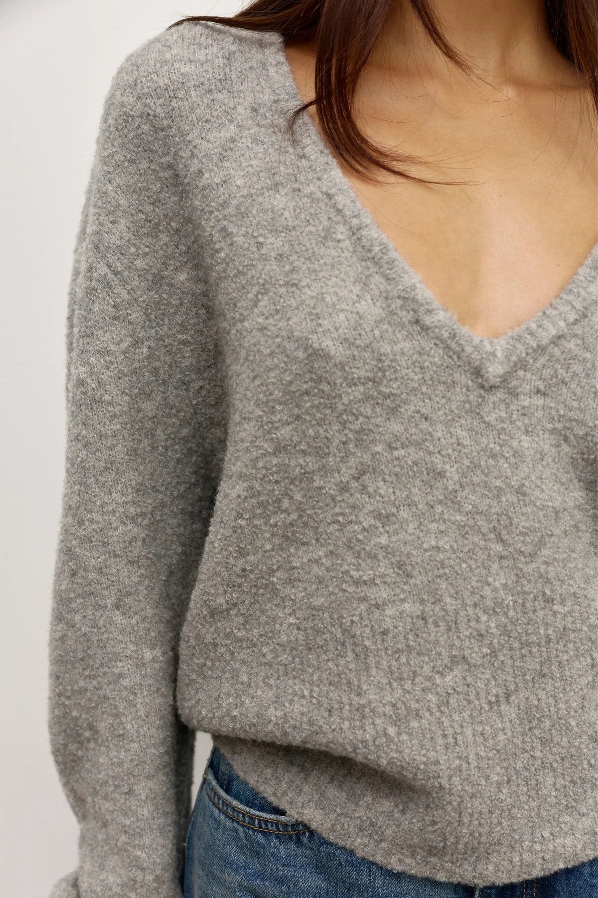Bayse - Sonia V Neck / Light Grey