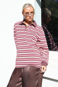 PRE ORDER | RAEF Bobbie Relaxed Rugby Shirt - Burgandy/Pink/Cream Stripe