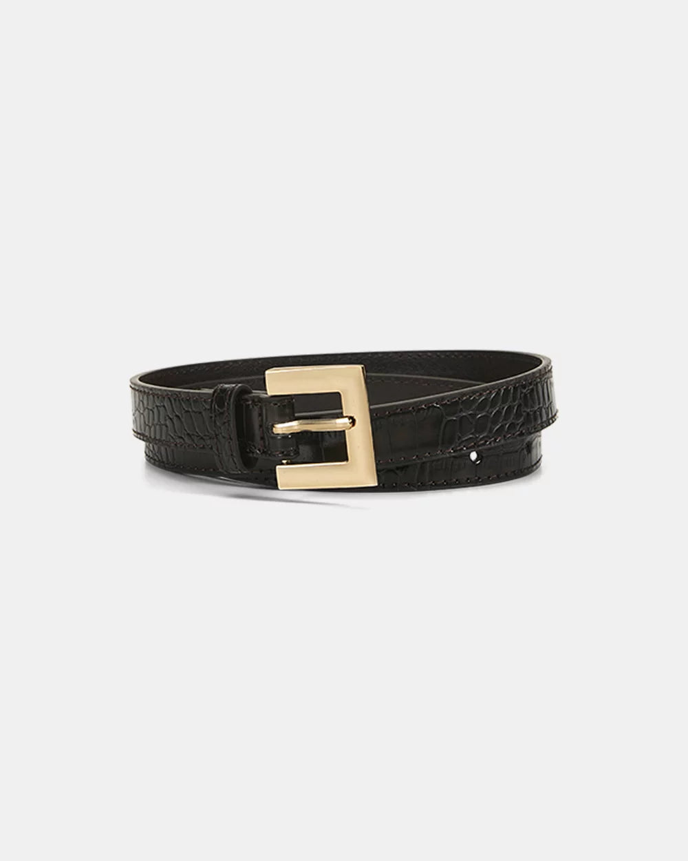 Billini Jordan Belt / Dark Cacao Croc Gold